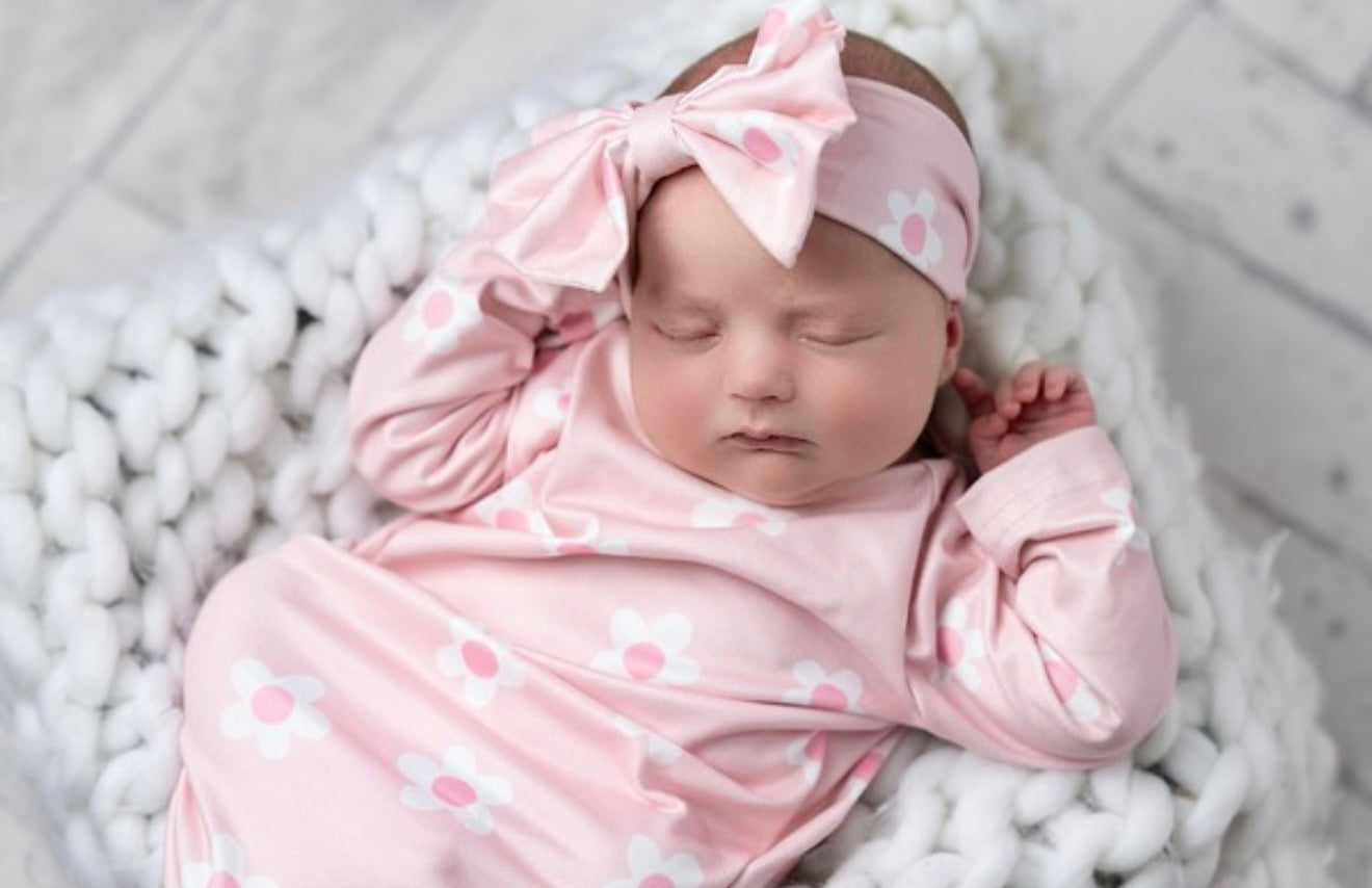 Infant Girls Pink Floral Gown and Headband