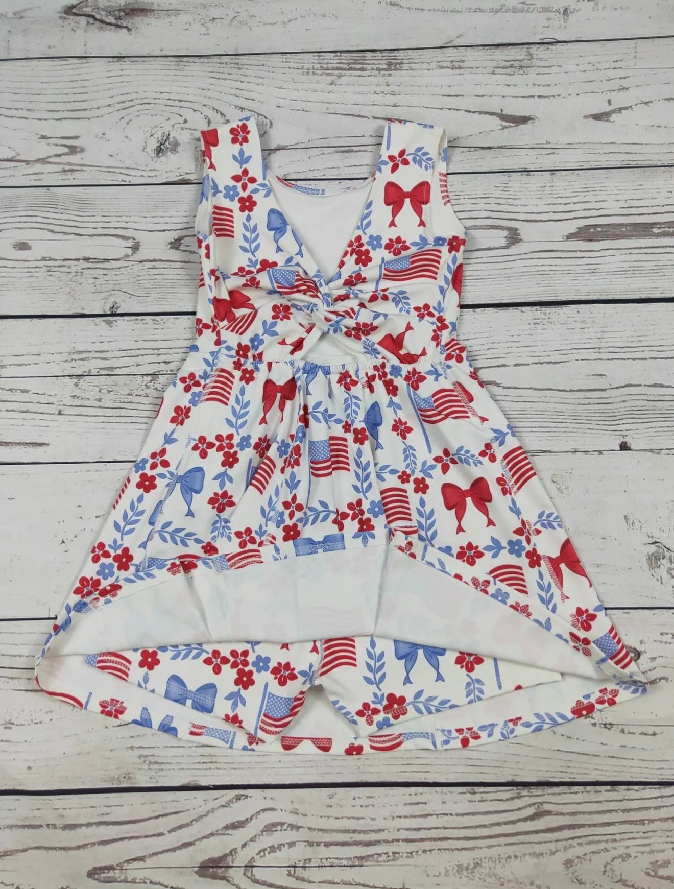 Little Girls Patriotic Athletic Sundress with Built-In Shorts
