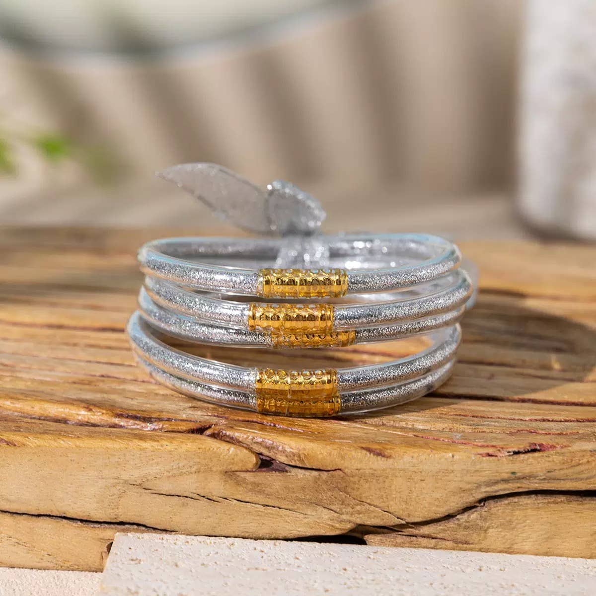Silver Trendy Bangle Bracelet Set