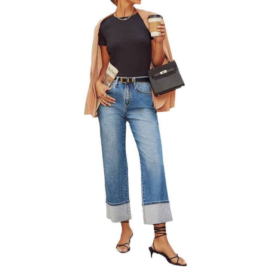 High-Waisted Straight Leg Jeans for Women Classic Vintage Look