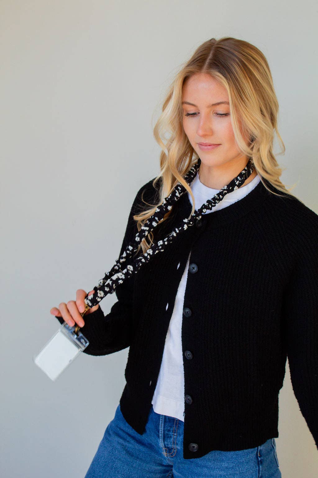 Onyx Floral Lanyard