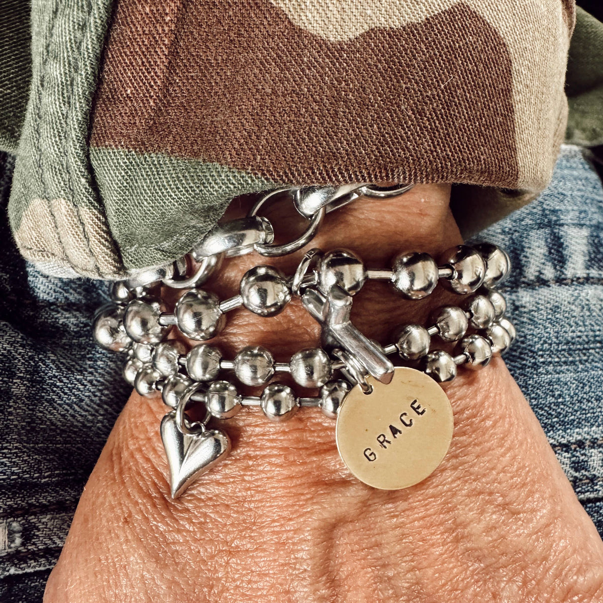 Hand Stamped Coin Bracelet - GRACE