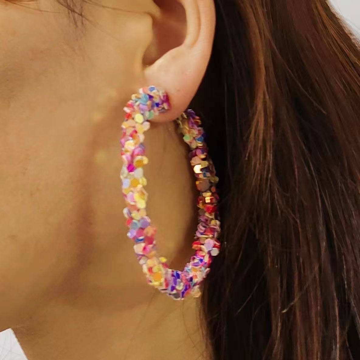 Cute Funfetti Style Hoop Earrings for Women