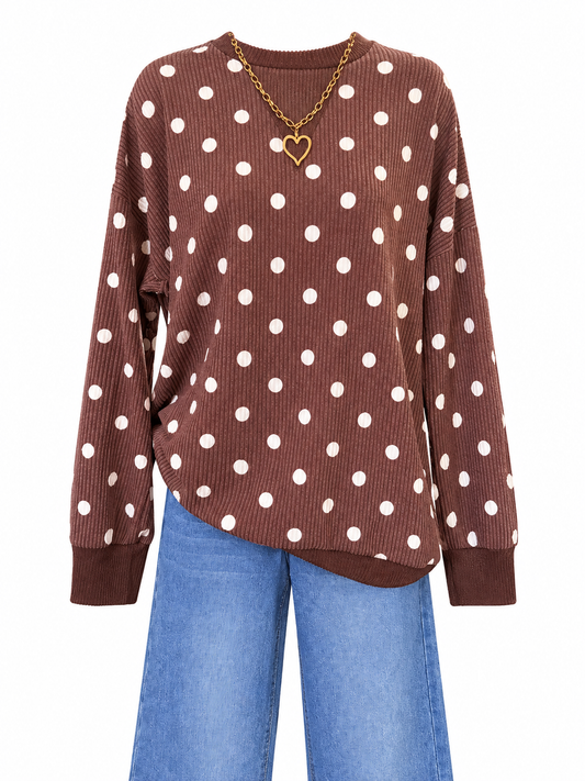 Polka Dot Ribbed Long Sleeve