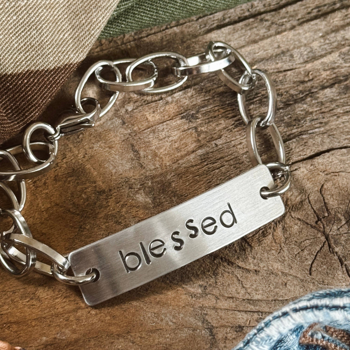 Hand Stamped Blessed Bracelet 