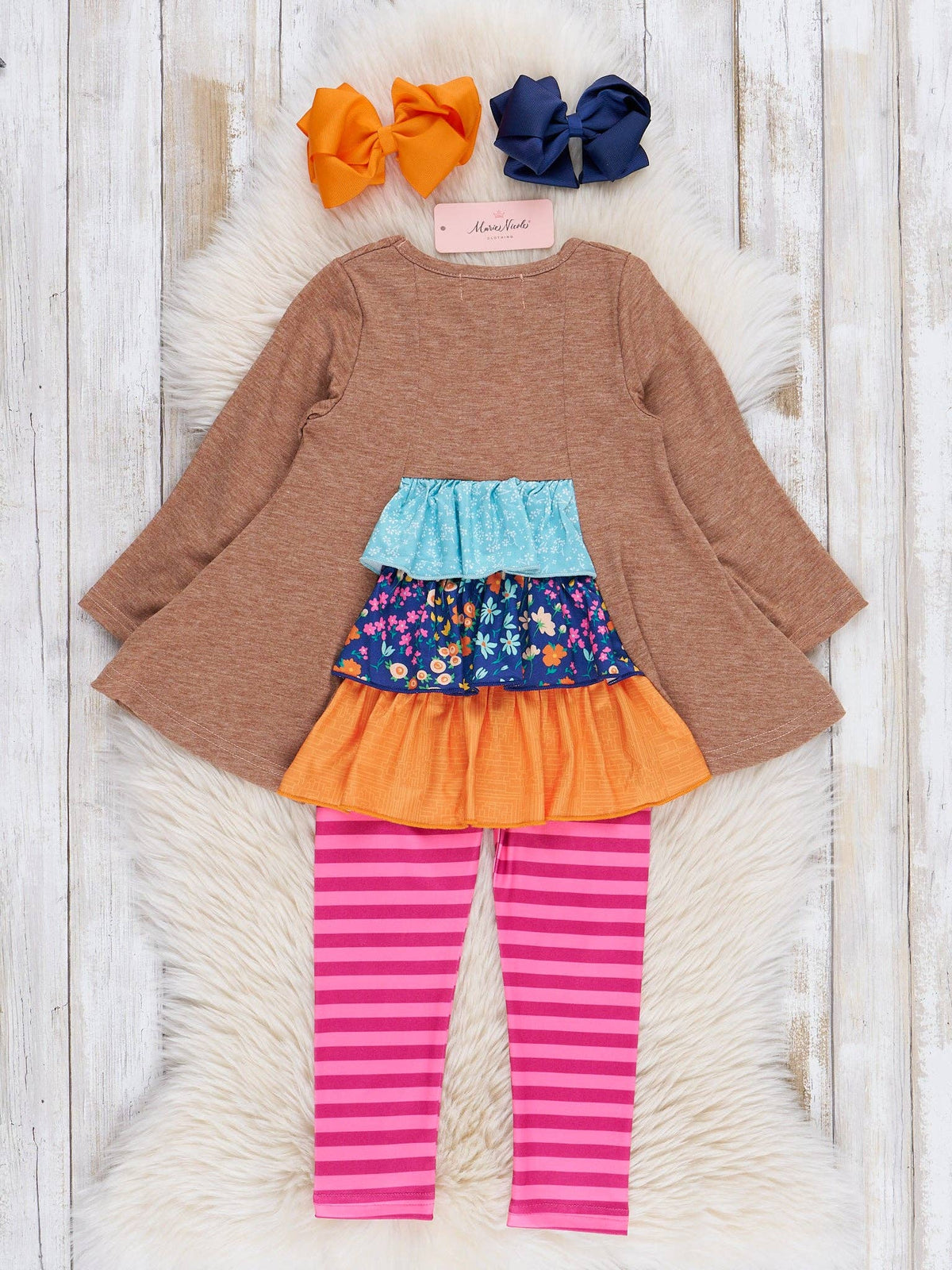 Tan & Pink Stripe Turkey Time Outfit