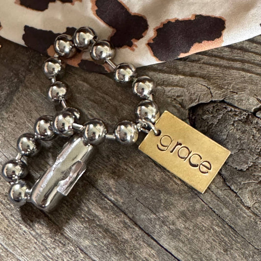 Hand Stamped GRACE Rectangle tag Bracelet 