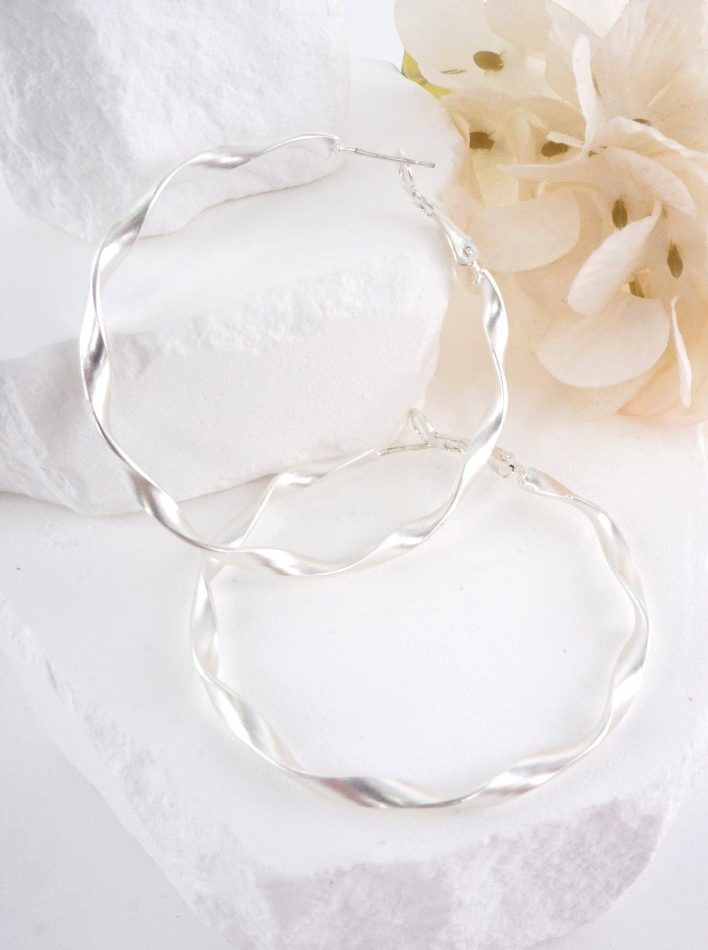 Large Geometric Matte Hoop Earrings