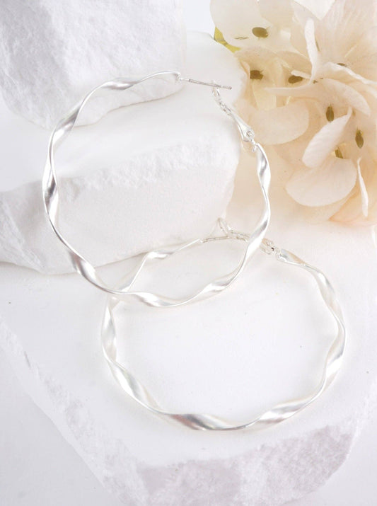 Large Geometric Matte Hoop Earrings