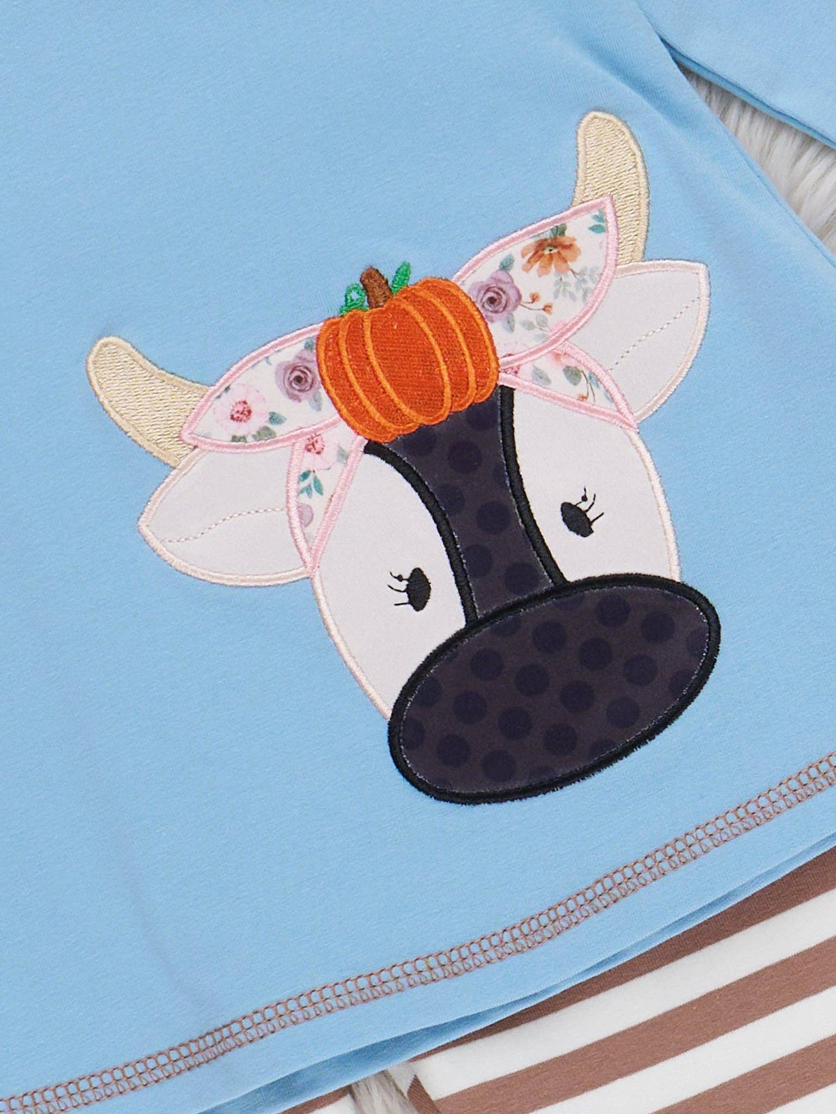 Pumpkin Cow Striped Outfit