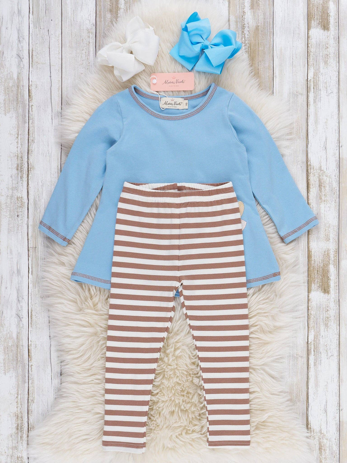 Pumpkin Cow Striped Outfit