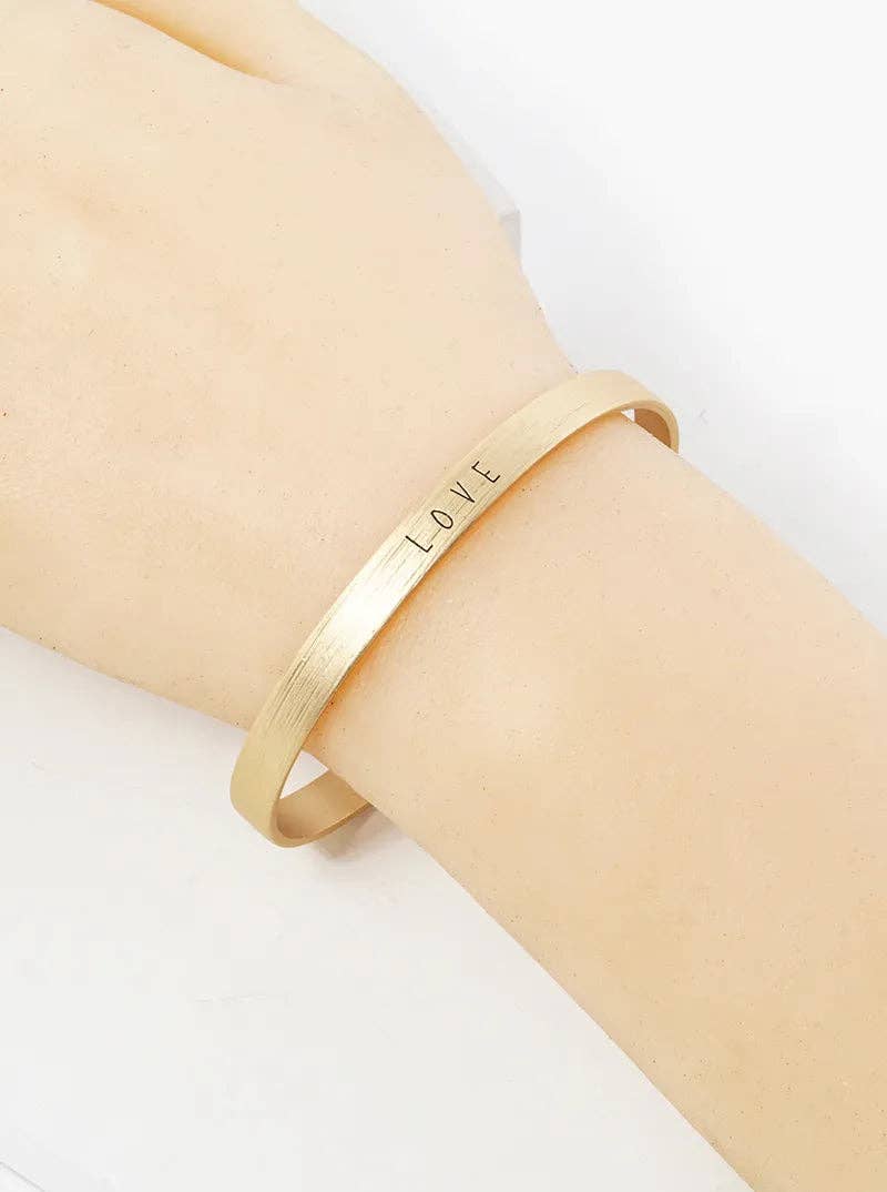 Love Engraved Inspirational Cuff Bracelet