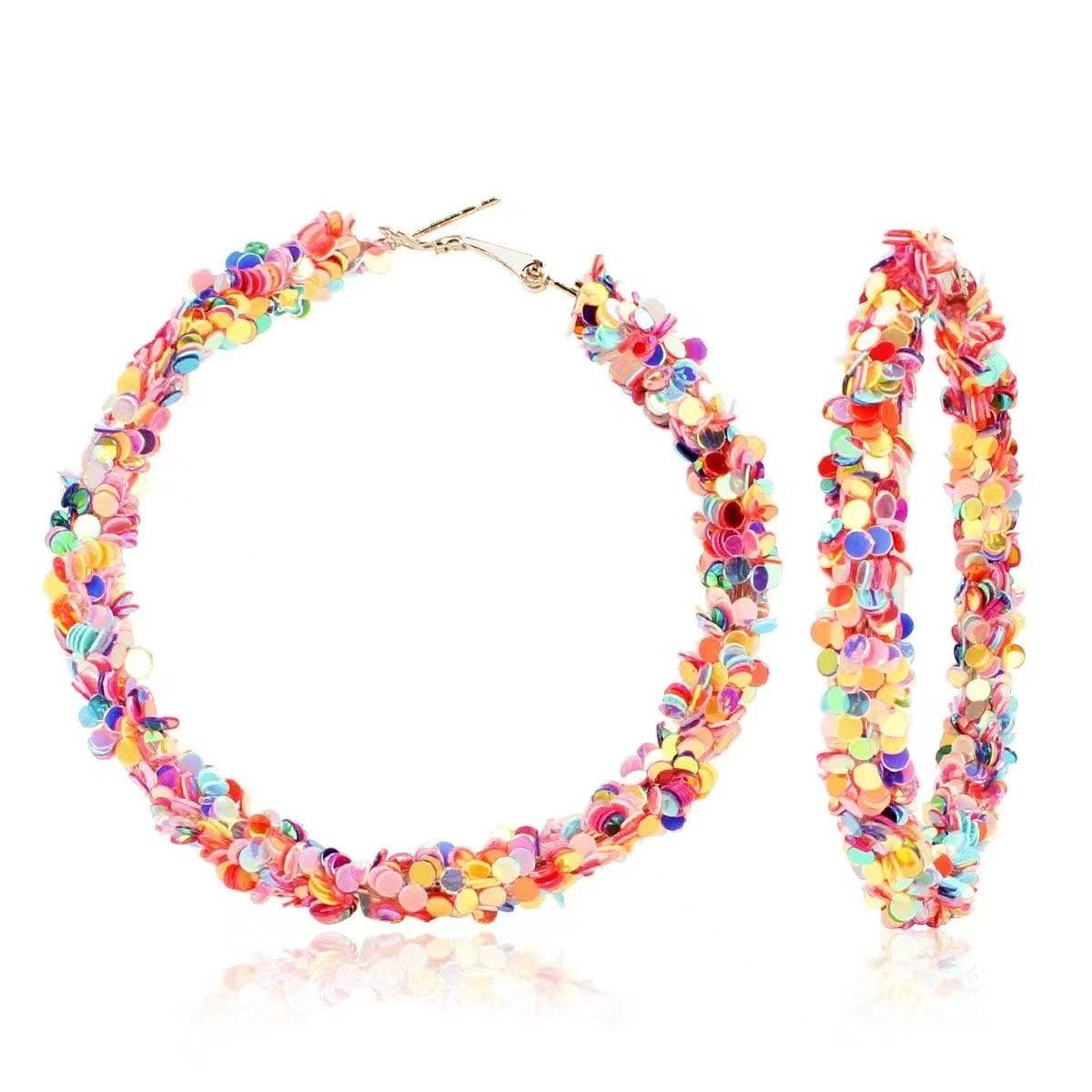 Cute Funfetti Style Hoop Earrings for Women