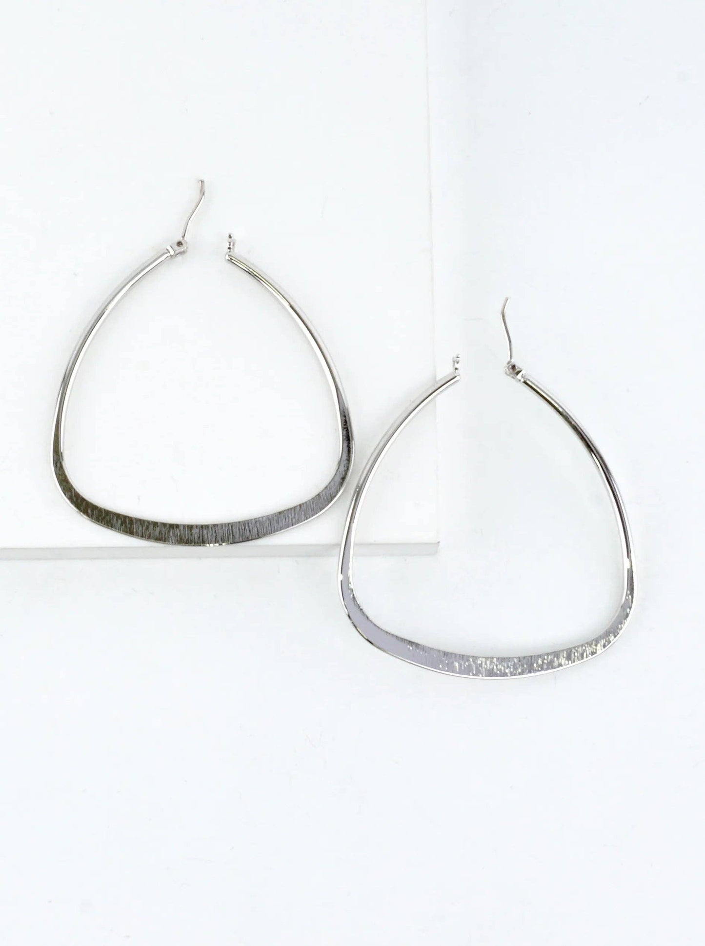 Polished Triangular Brass Hoop Earrings