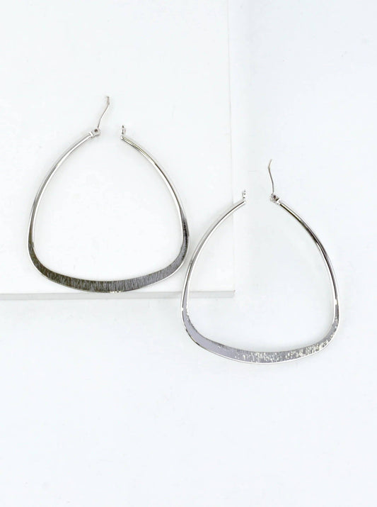 Polished Triangular Brass Hoop Earrings