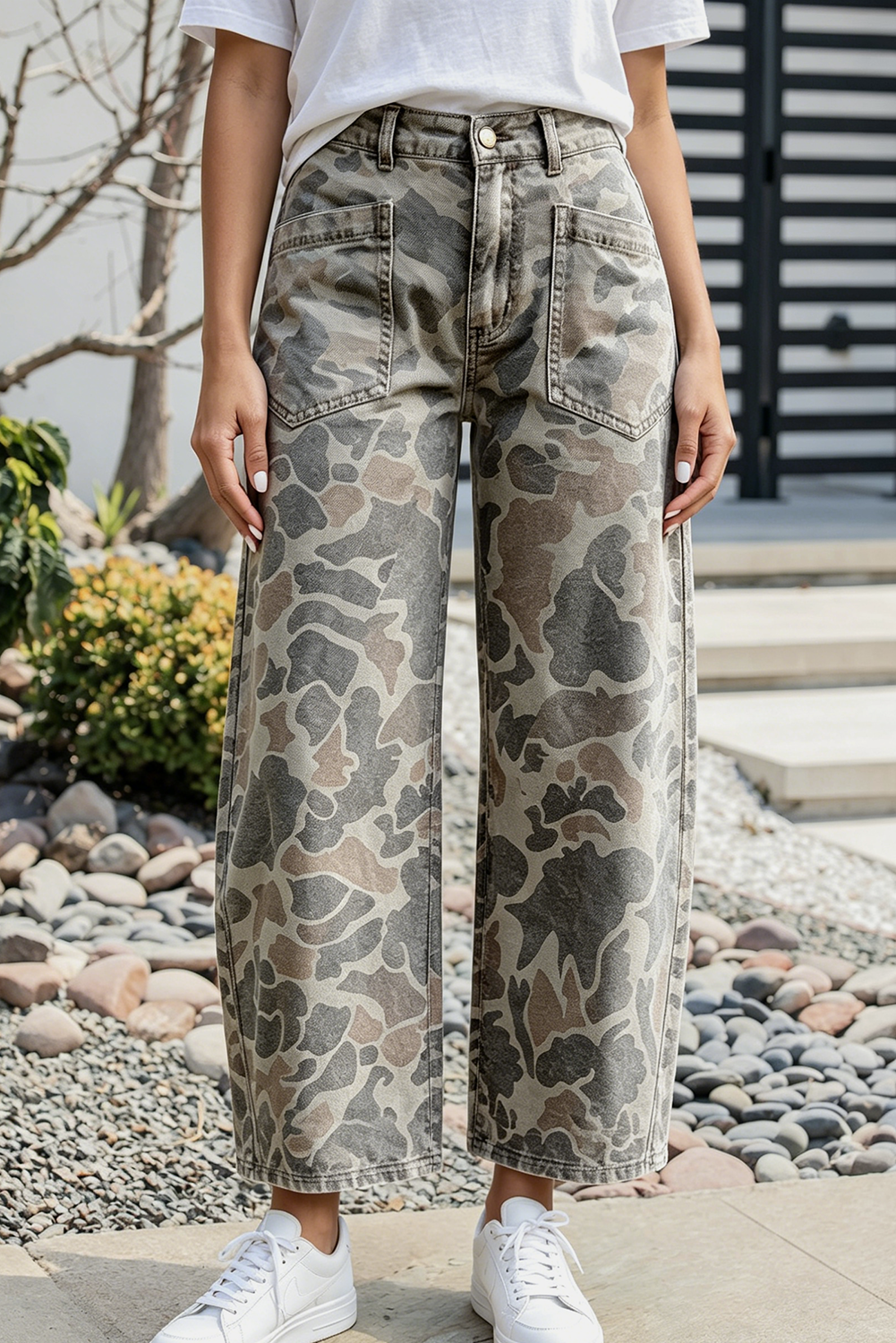 Camouflage Ankle Length Casual Shift Jeans