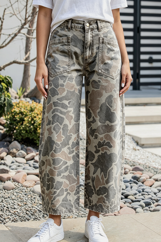 Camouflage Ankle Length Casual Shift Jeans