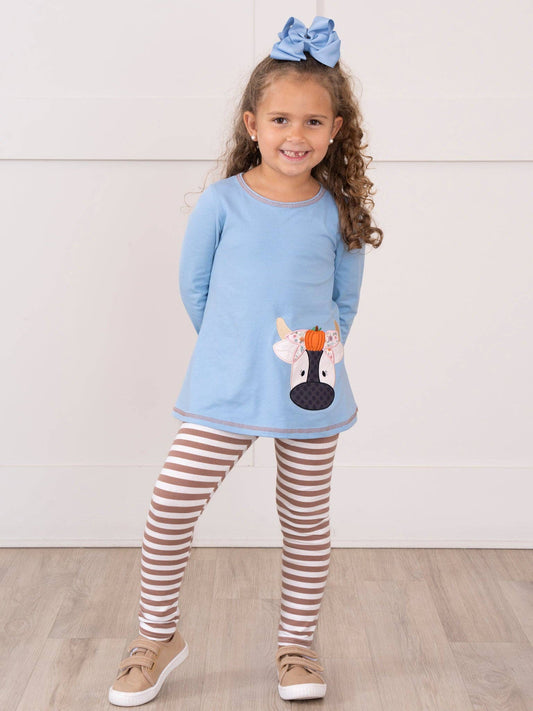 Pumpkin Cow Striped Outfit