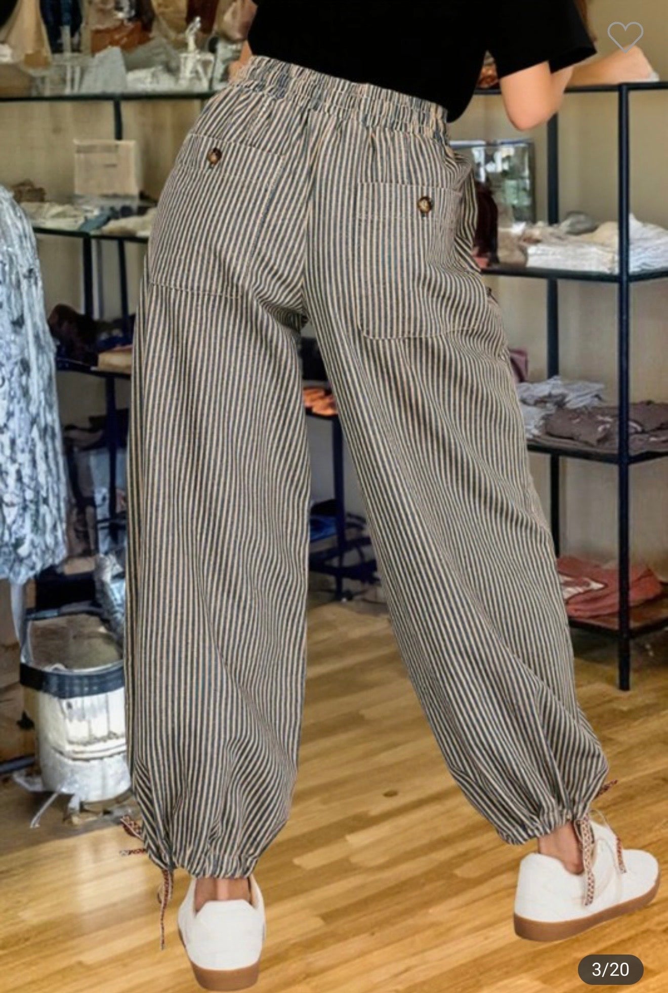 Patch Pocket Drawstring Elastic Waist Loose Pants