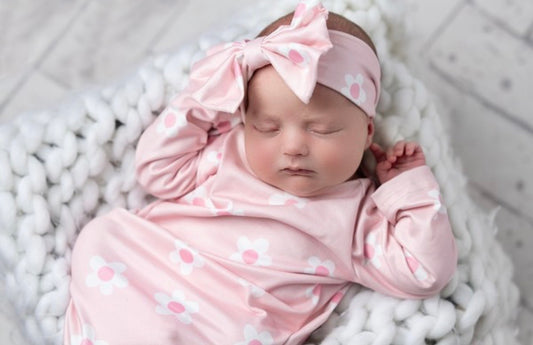 Infant Girls Pink Floral Gown and Headband