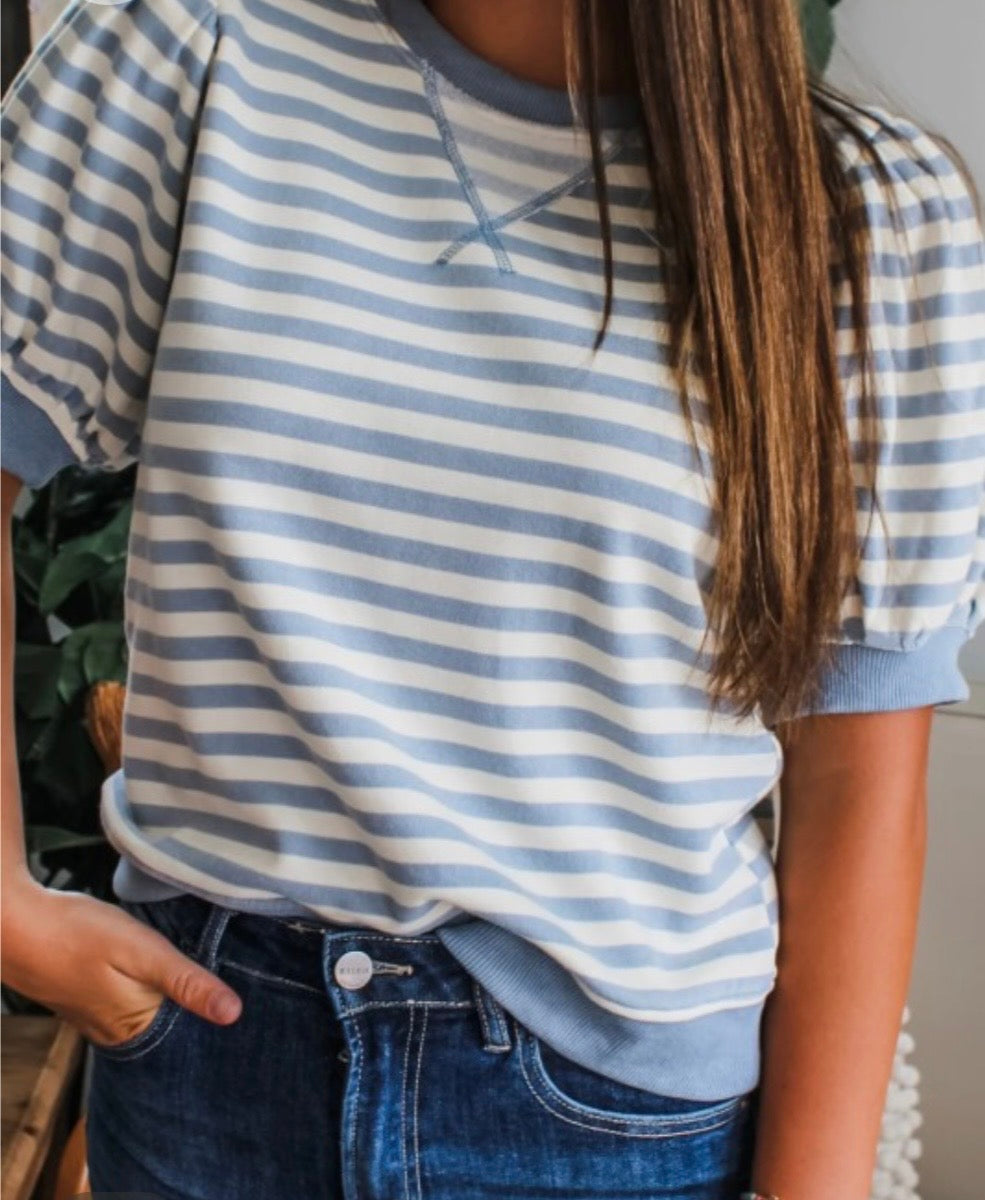 Summer Stripe Bubble Sleeve Tee