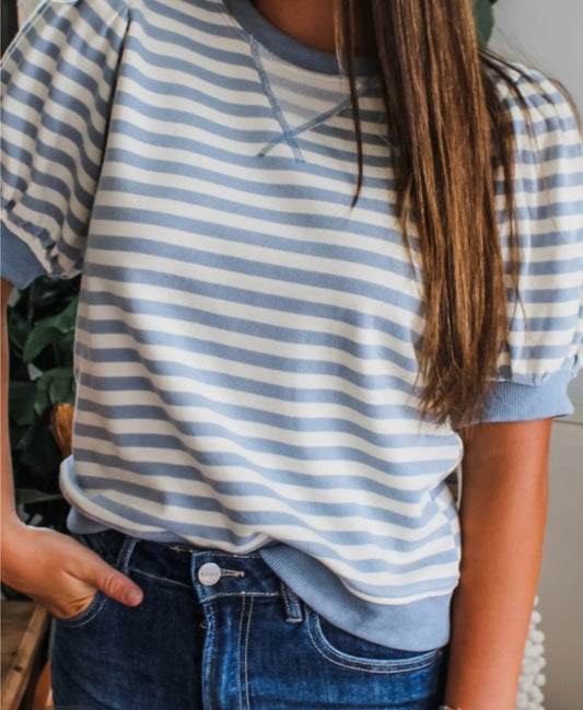 Summer Stripe Bubble Sleeve Tee