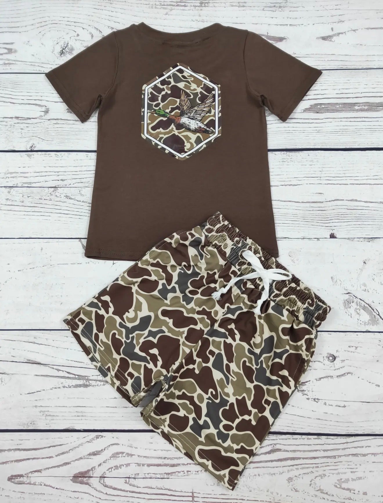 Duck Camouflage 2pc Short Set - Brown