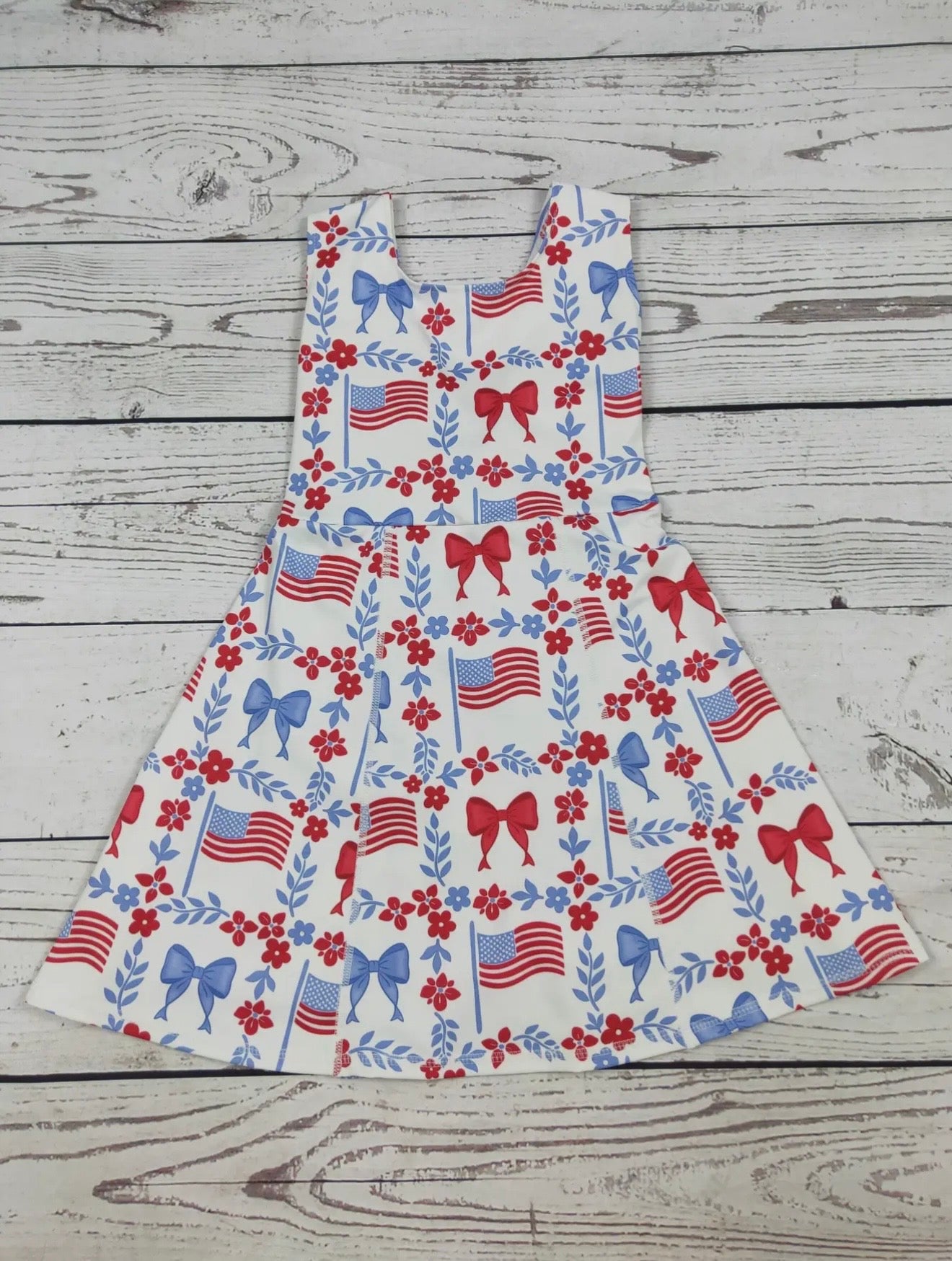 Little Girls Patriotic Athletic Sundress with Built-In Shorts