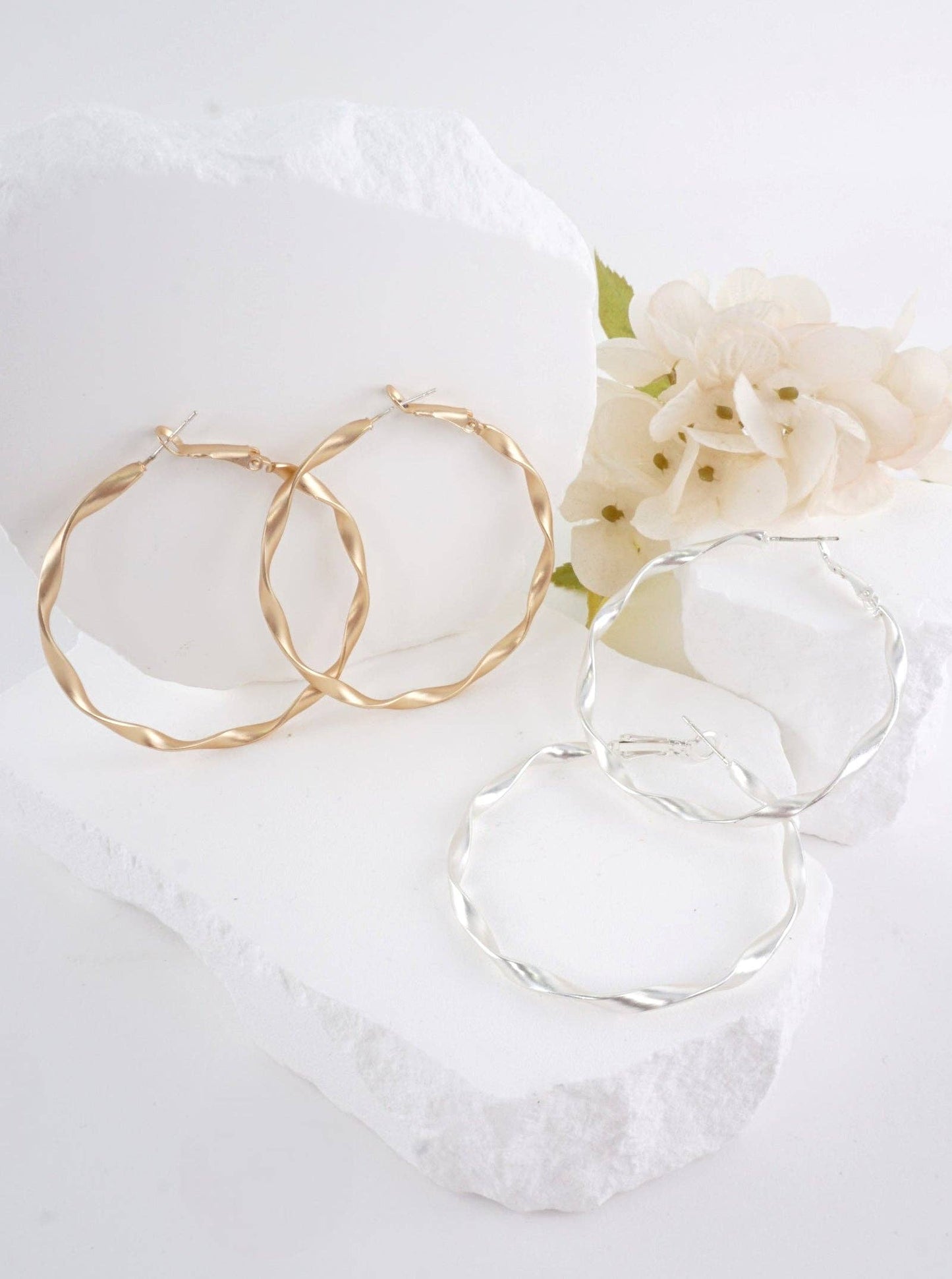 Large Geometric Matte Hoop Earrings