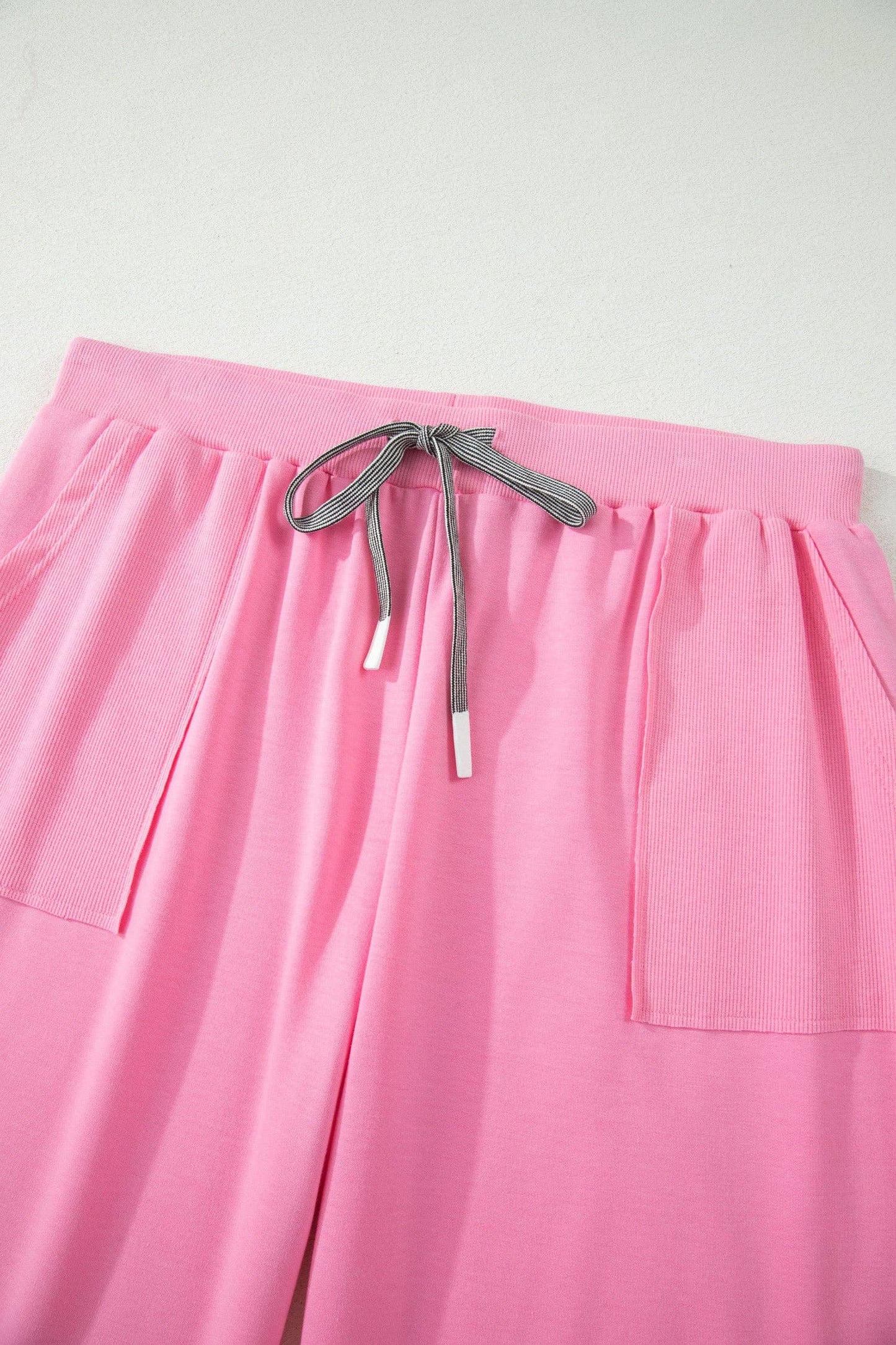 LALA LOO Plus Size Solid V-Neck Tee and Drawstring Pants Set