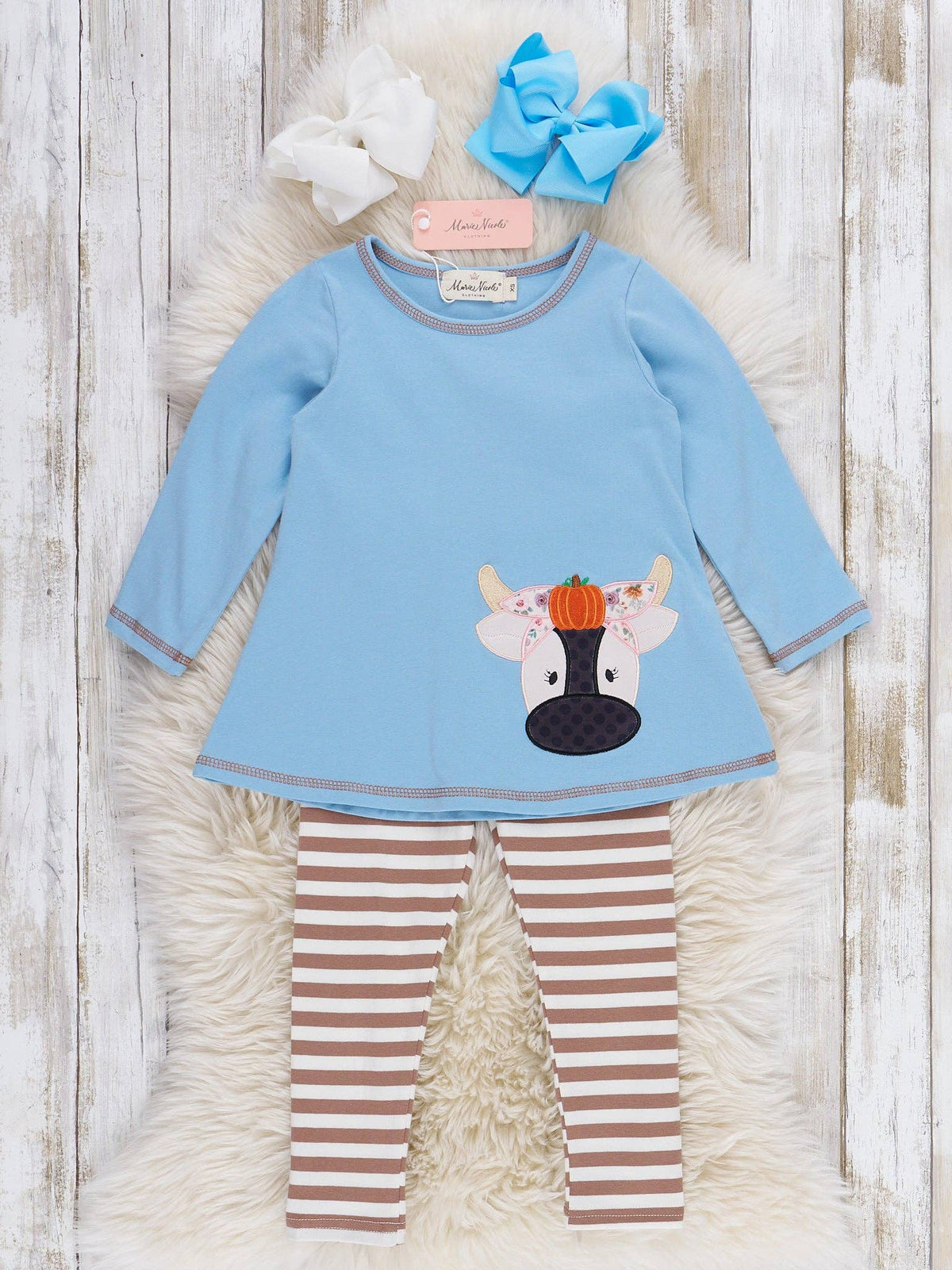 Pumpkin Cow Striped Outfit