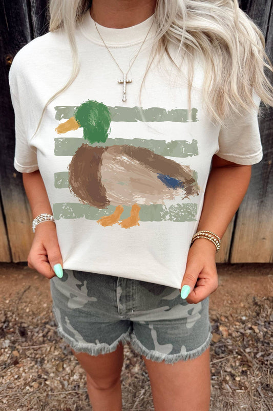 Western Mallard Duck Graffiti Print T-Shirt