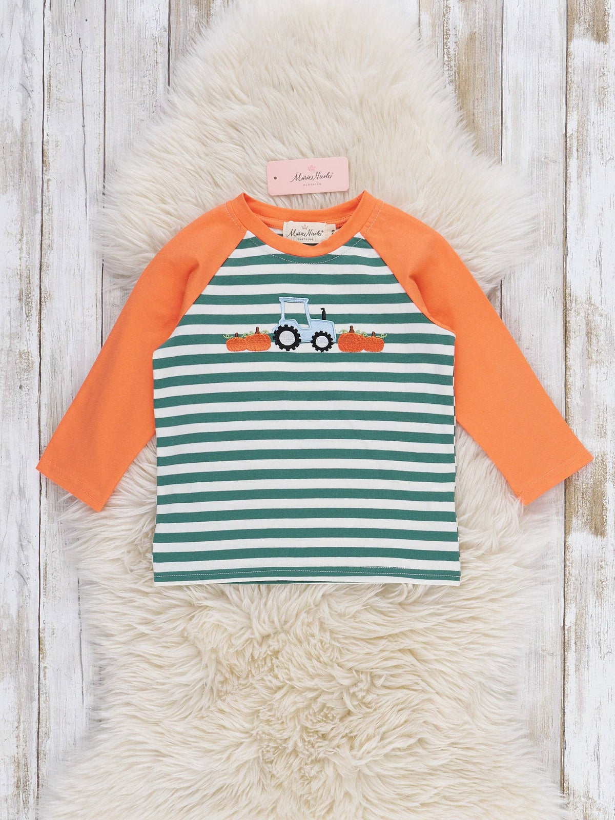 Pumpkin Tractor Express Striped Top