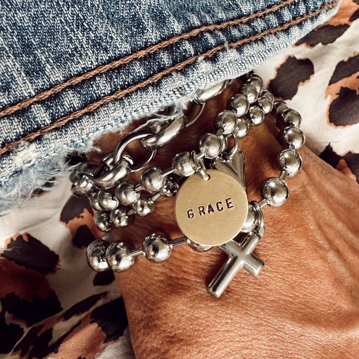 Hand Stamped Coin Bracelet - GRACE