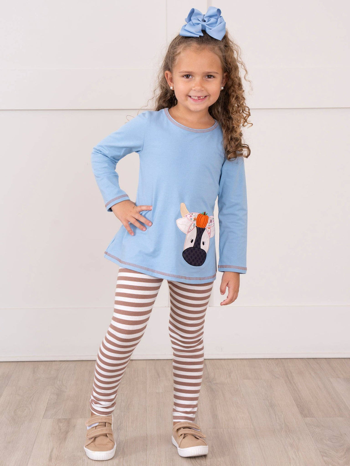 Pumpkin Cow Striped Outfit