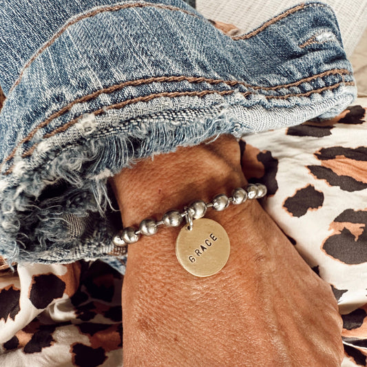 Hand Stamped Coin Bracelet - GRACE
