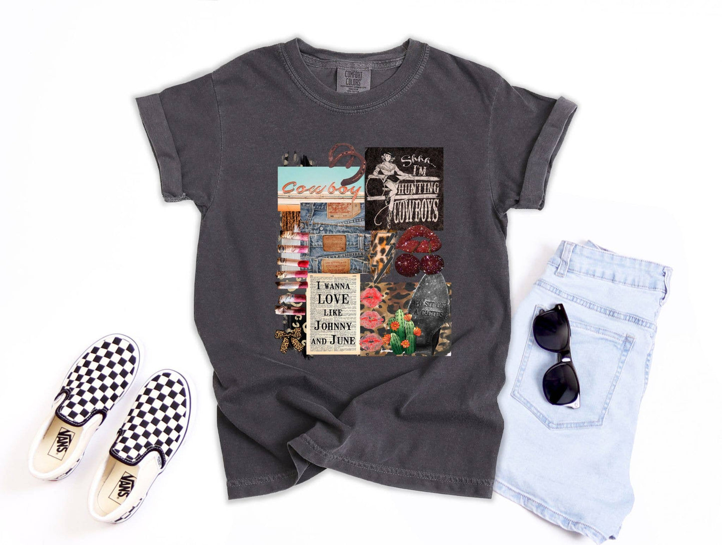 Cowboy Collage Graphic Tee Pepper