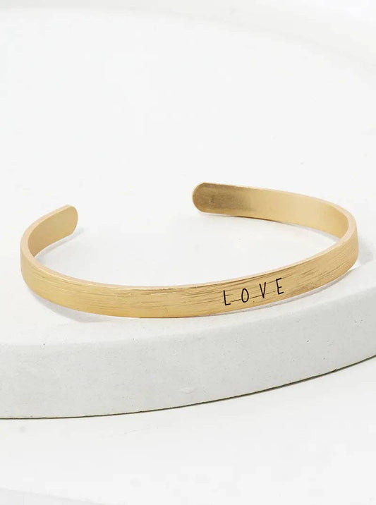 Love Engraved Inspirational Cuff Bracelet