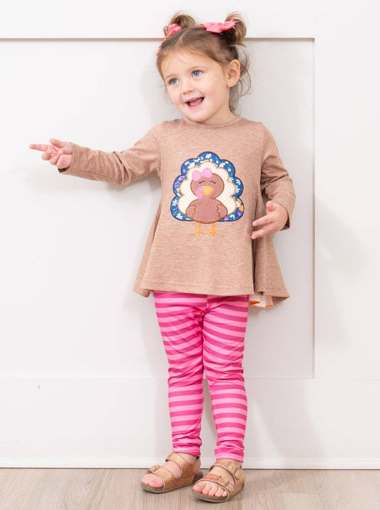 Tan & Pink Stripe Turkey Time Outfit