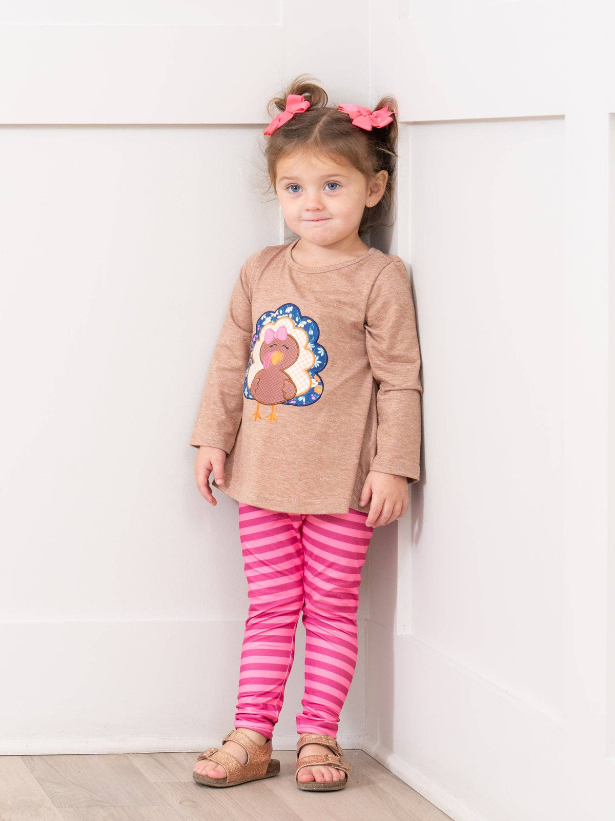 Tan & Pink Stripe Turkey Time Outfit