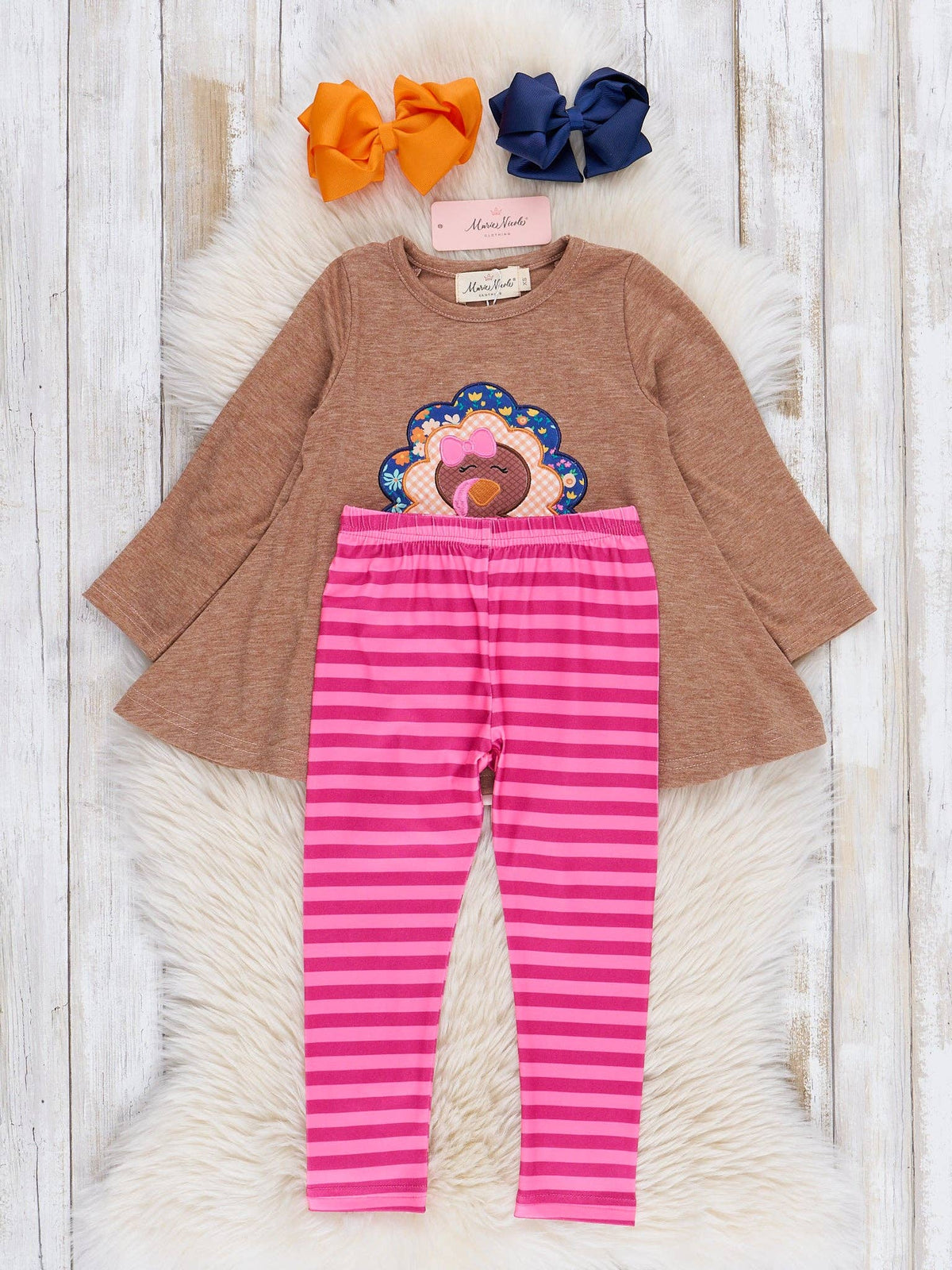 Tan & Pink Stripe Turkey Time Outfit